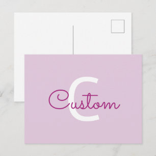 Skriptnamn & Monogram Magenta & Ljuslila Helg Vykort