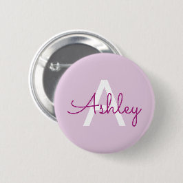 Skriptnamn & Monogram | Magenta & Ljuslila Knapp