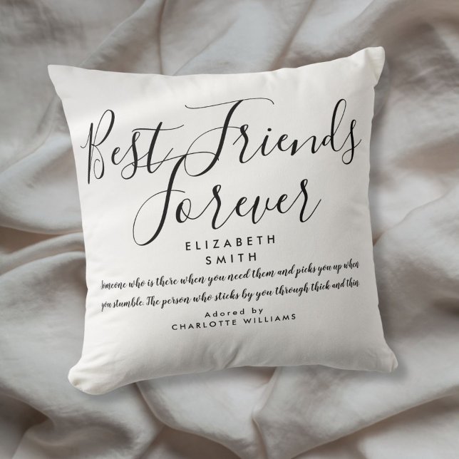 Skriptoffert för bästa vänner för modern Elegant Kudde (Best Friends Forever Modern Elegant Script Quote Throw Pillow)