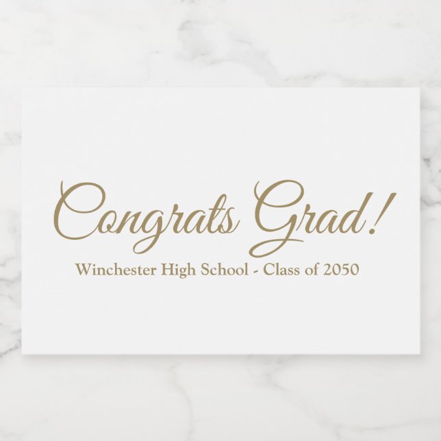 Skriptordsklass för gratulerar grad guld anpassnin mat etiketter (Singel etikett)