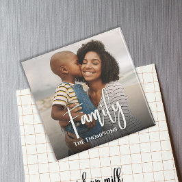 Skriptöverlägg för enkel fotofamiljekalligrafi magnet
