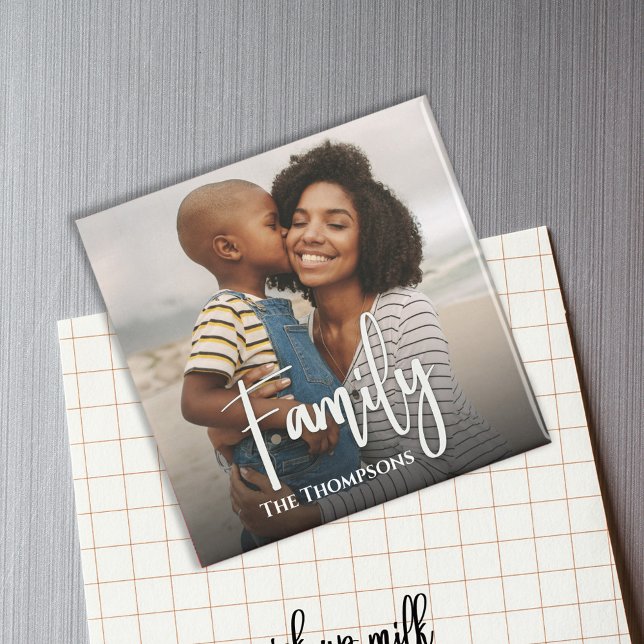 Skriptöverlägg för enkel fotofamiljekalligrafi magnet (Simple Family Calligraphy Script photo magnet. )
