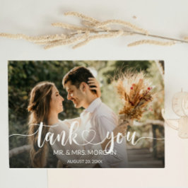 Skriptöverläggstexthjärta och Photo Bröllop Tack Kort