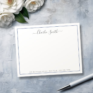 Skriptpapper med blå personlig gräns anteckningskort