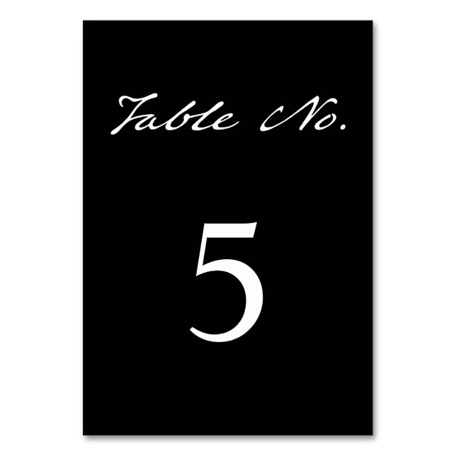 Skriptpenna Modern Minimalist Black Bröllop Bordsnummer (Framsidan)