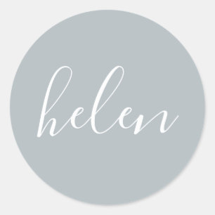 SkriptPersonlig Grått Elegant Namn Runt Klistermärke