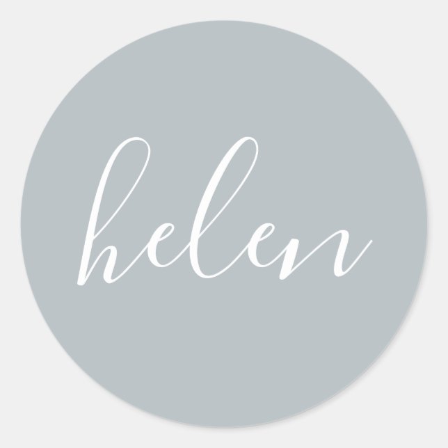 SkriptPersonlig Grått Elegant Namn Runt Klistermärke (Framsida)