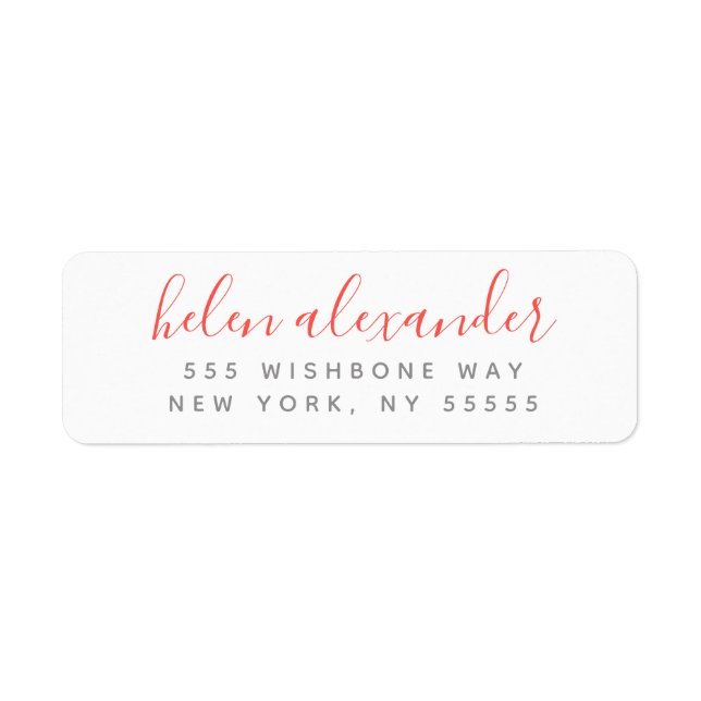 SkriptPersonligen Namn Coral Returadress Etikett (Framsidan)