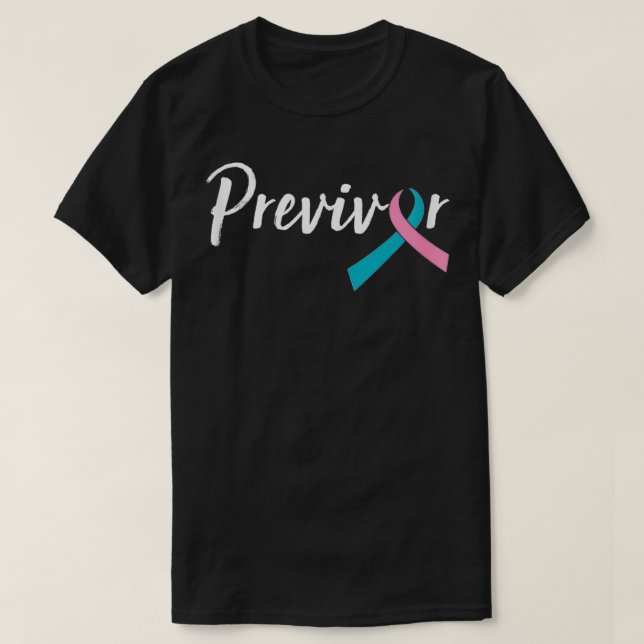 Skriptprevivor med Rosa Teal Ribbon T Shirt (Design framsida)