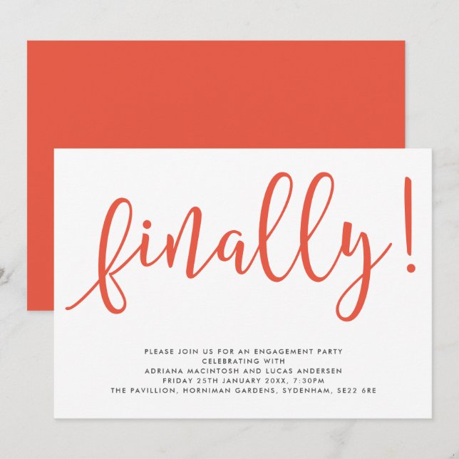 Skriptredigerbar Färg Förlovningsfest Inv Inbjudningar (Fram/baksida)