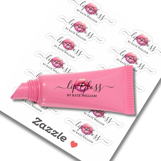 Skriptrensa Rosa Lip Gloss-etiketter Klistermärken (Skapare uppladdad)