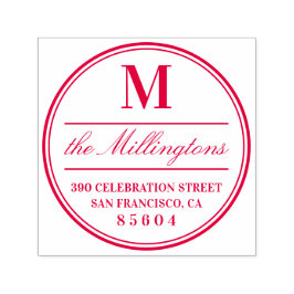 SkriptReturadress i Namn i monogram-familjen i cir Självfärgande Stämpel