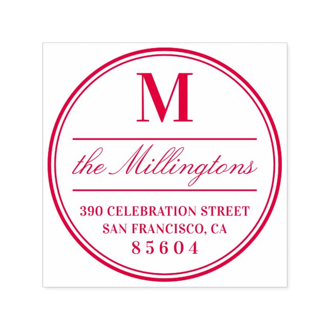 SkriptReturadress i Namn i monogram-familjen i cir Självfärgande Stämpel (Design)