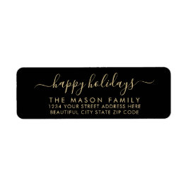 SkriptReturadressen Black Guld Glad helg Returadress Etikett