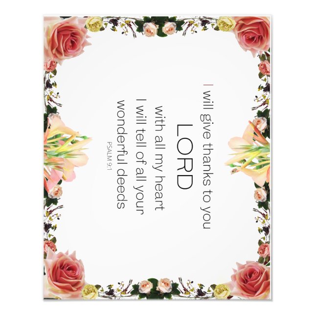 Skriptsalm 9, Blommigt Fototryck (Framsidan)