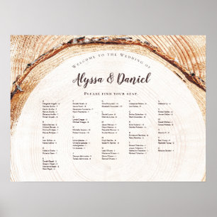 Skriptsäte för Namn Rustic Bröllop Träd ringar Poster