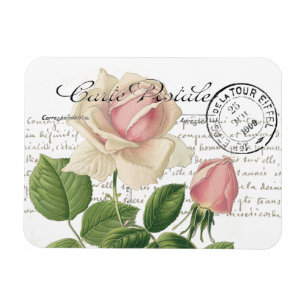 Skriptskript för Carte Postale Rosa ros Fransk Vi Magnet