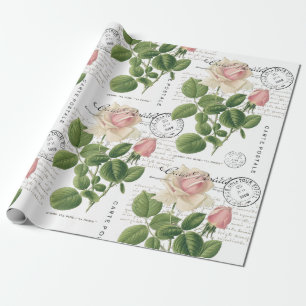Skriptskript för Carte Postale Rosa ros Fransk Vi Presentpapper