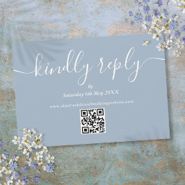 Skriptskript för Dusty Blue QR-Elegant - vänligt s OSA Kort
