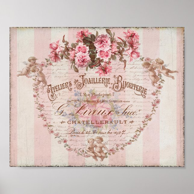 Skriptskript för Fransken Shabby chic Rosa ros Cup Poster (Framsidan)