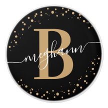 Skriptskript för Girly Elegant Black Guld Namn Mon