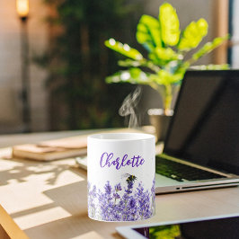 Skriptskript för Lavender Blommor namn elegant Kaffemugg