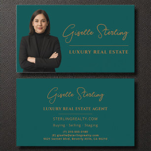 Skriptskript för Luxury Real Gods Teal Copper Visitkort