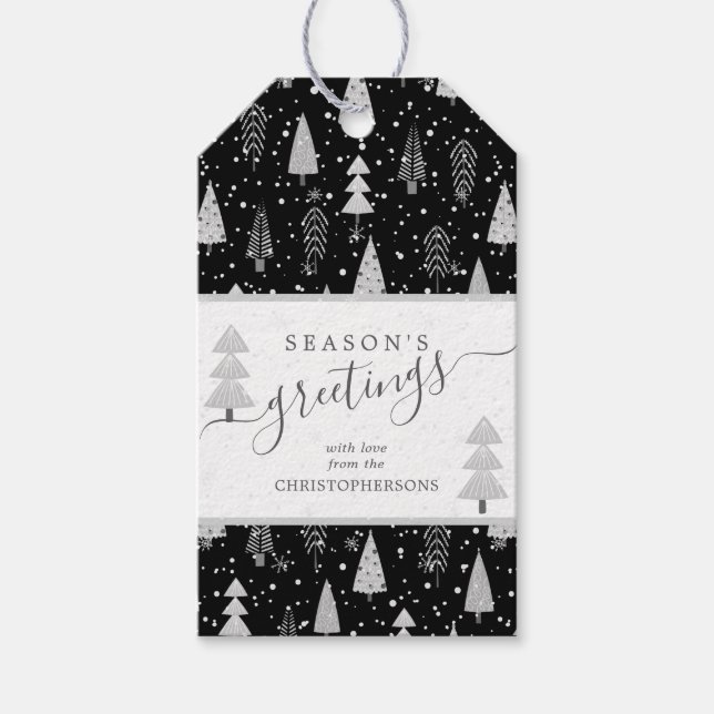 Skriptskript för modern Julgranar SÄSONHÄLSNINGAR Presentetikett (Framsidan)