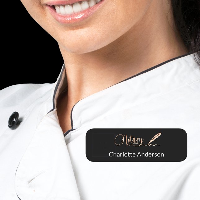 Skriptskript för notoriska svarta ro guld-elegante namnbricka (Skapare uppladdad)