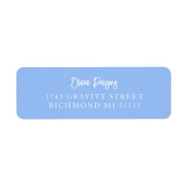 Skriptskript för periwinkle Blue Handskrift Returadress Etikett