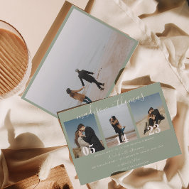 Skriptskript för Rustic Sage Grönt Photo Collage B Inbjudningar