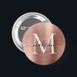 Skriptskript för snyggt Ro i Brödsel Metall Monogr Knapp<br><div class="desc">Skriptknapp för snyggt Ro Guld Brushed Metall Monogram</div>