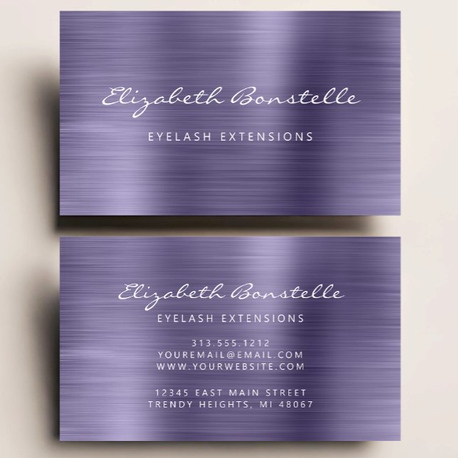 Skriptskript i Lavender Brushed Metall Makeup Arti Visitkort (Skapare uppladdad)