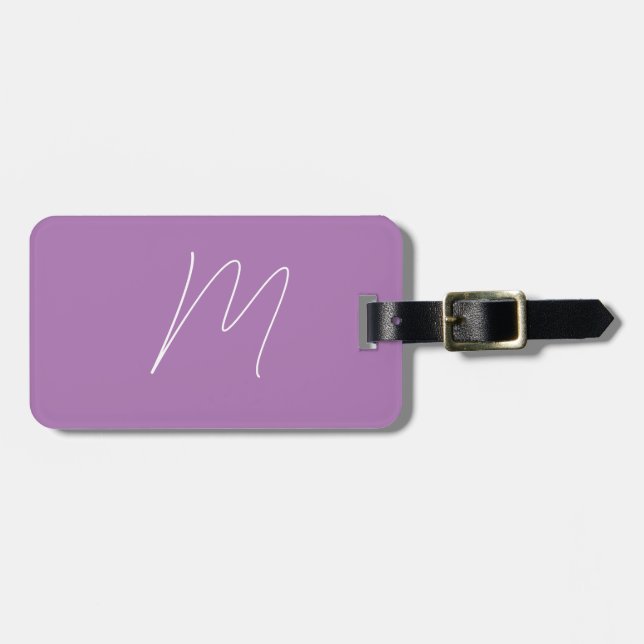 Skriptskript med eget namn för monogram Lila Laven Bagagebricka (Horisontell Framsida)