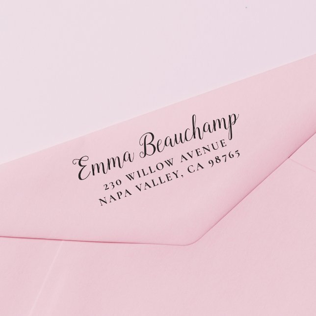 Skriptskript Namn och Adress Självfärgande Stämpel (Stamp Mock-up)