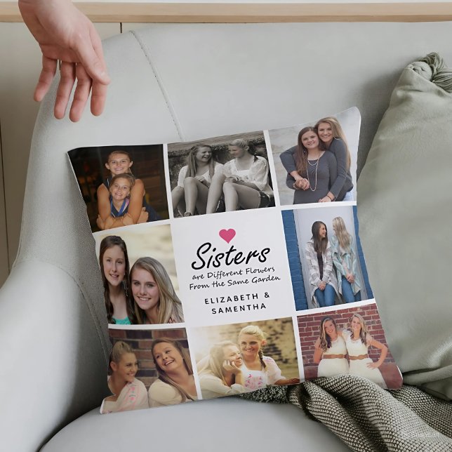 Skriptsoffertfotokollage för Shock rosa Heart Kudde (Skapare uppladdad)
