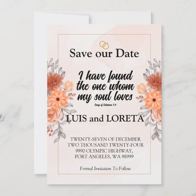 Skriptspara det datumkort jag har hittat Orange Spara Datumet (Framsida)