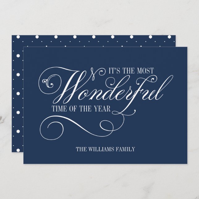 Skriptstil, den mest underbara tiden på året julkort (Fram/baksida)