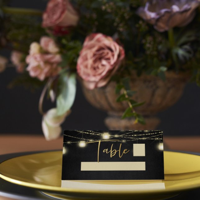 Skriptsträng för Eleganten guld Black Ljus Placeringskort (Skapare uppladdad)