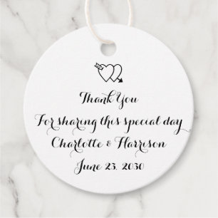 Skriptsvart, vit hjärtan, Bröllop-gåva Gåvor Etiketter