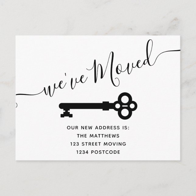 Skriptsvarvit minimal flytta i nyckel meddelande vykort (Framsida)