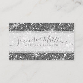 Skriptswappar i Chic Faux Silver Glitter Visitkort