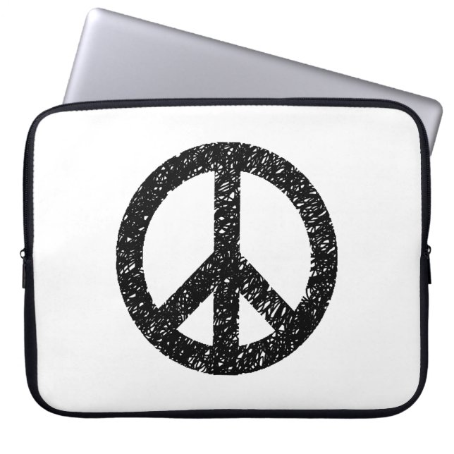 Skriptsymbol med fast fredssymbol laptop sleeve (Framsidan)
