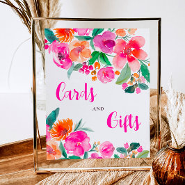 Skripttecken för Bright rosa blommigt möhippa Poster