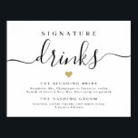 Skripttecken för enkel elegant namnteckning drycke poster<br><div class="desc">Det moderna manuset bröllop namnteckning dryckesskylt i svart och vitt med färg redigerbar hjärtform,  enkel och elegant. Visa alla matchande delar i samlingen</div>