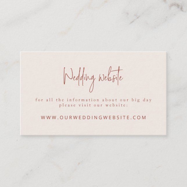Skriptteckensnitt Terracotta & Cream Bröllop webbp Tilläggskort (Framsida)