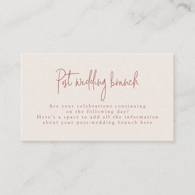 Skriptteckensnitt Terracotta & Cream Post Bröllop  Tilläggskort (Framsida)
