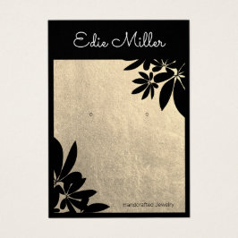 Skriptteckensnittsmatchning för Guld-svart Blommig Visitkort