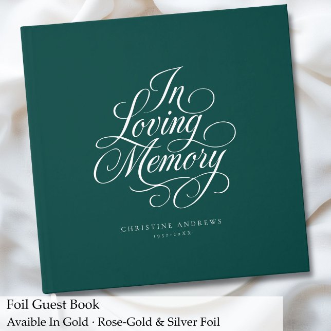 Skriptteckensnittsnyckelfunktion i "In Loving Memo Gästböcker ("In Loving Memory" Script Font Keepsake Funeral Guest Book)