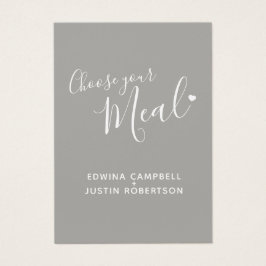 Skripttext för Bröllop-matsalternativ grått-små ko Visitkort